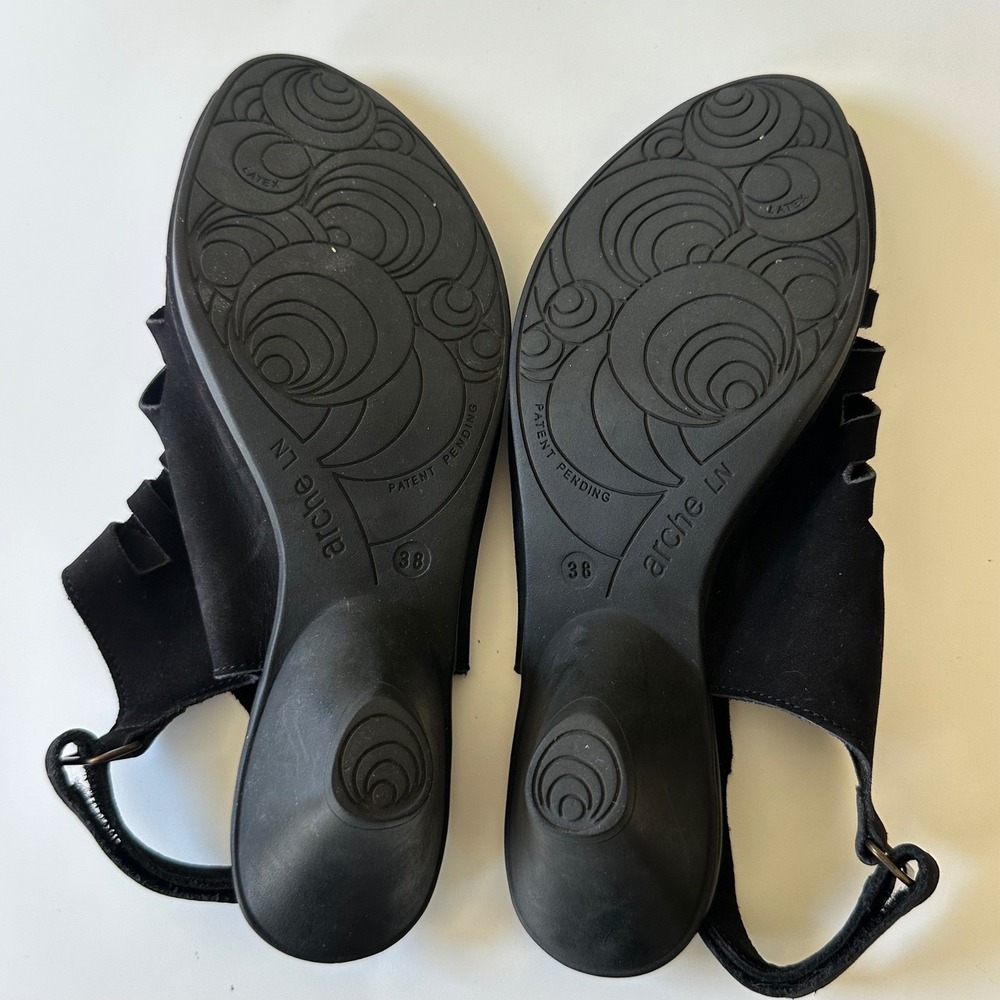 Arche Sandals Enexor Black Nubuck Suede Cage Slingback Wedge size 38 - Picture 9 of 13